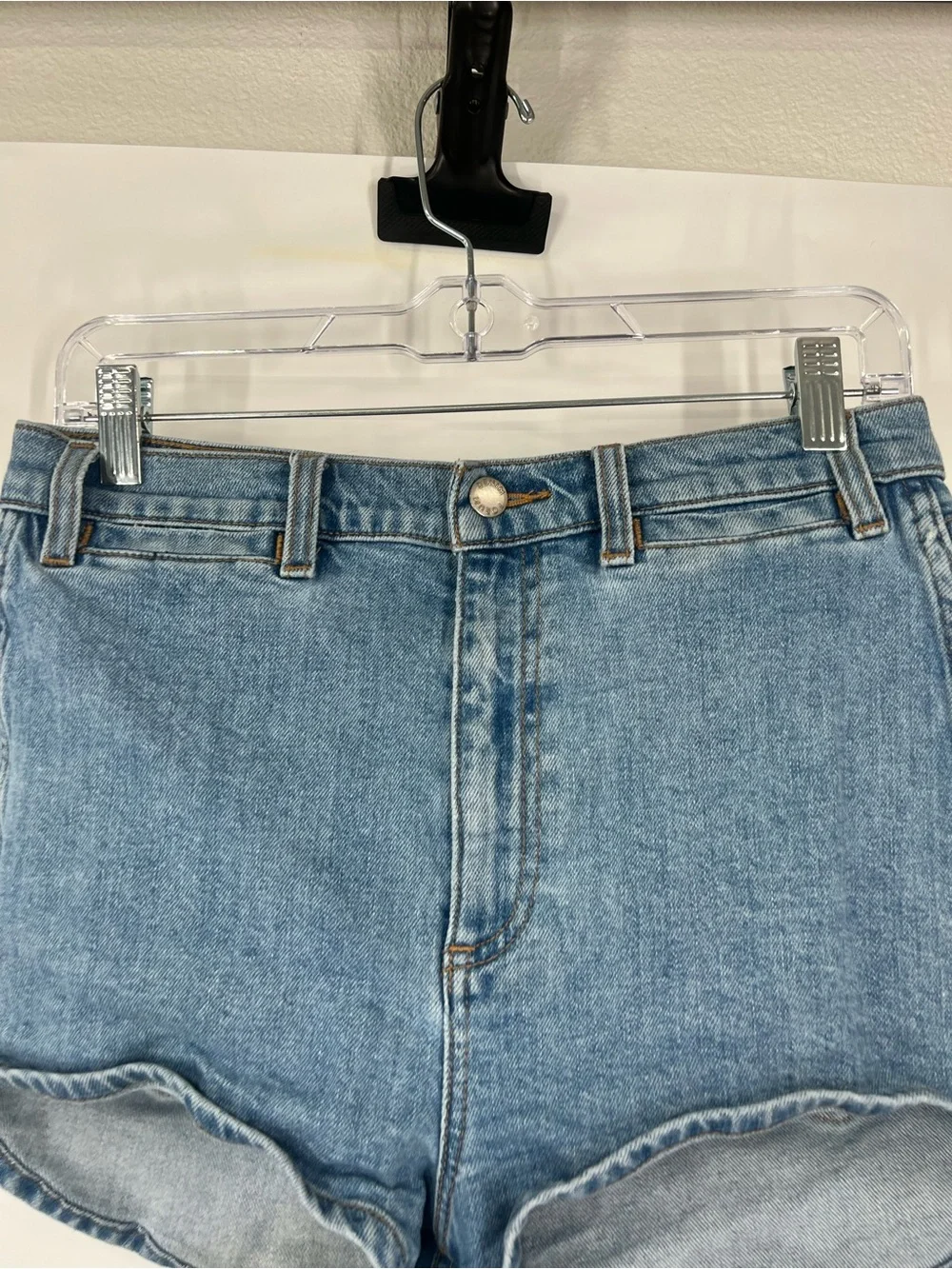 Denim Forum Aritzia The Lola Clean Cheeky Denim Shorts